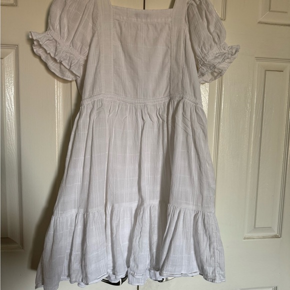 Madewell Puff Sleeve Cotton White Ruffled Short Sleeve Dress Medium - Picture 8 of 8